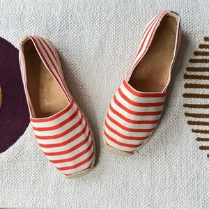 Vionic Orange and White Striped Espadrilles